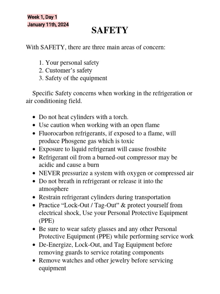 Basic Refrigeration Handout Pdf Refrigerator Pressure