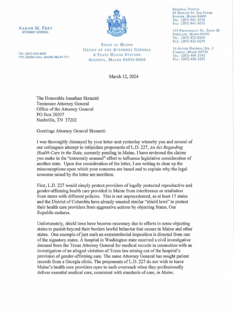 AG Response To TN AG Letter | PDF