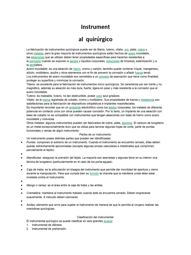 Instrumental Quirúrgico: Tipos y Usos | PDF | Abdomen | Intestino grueso