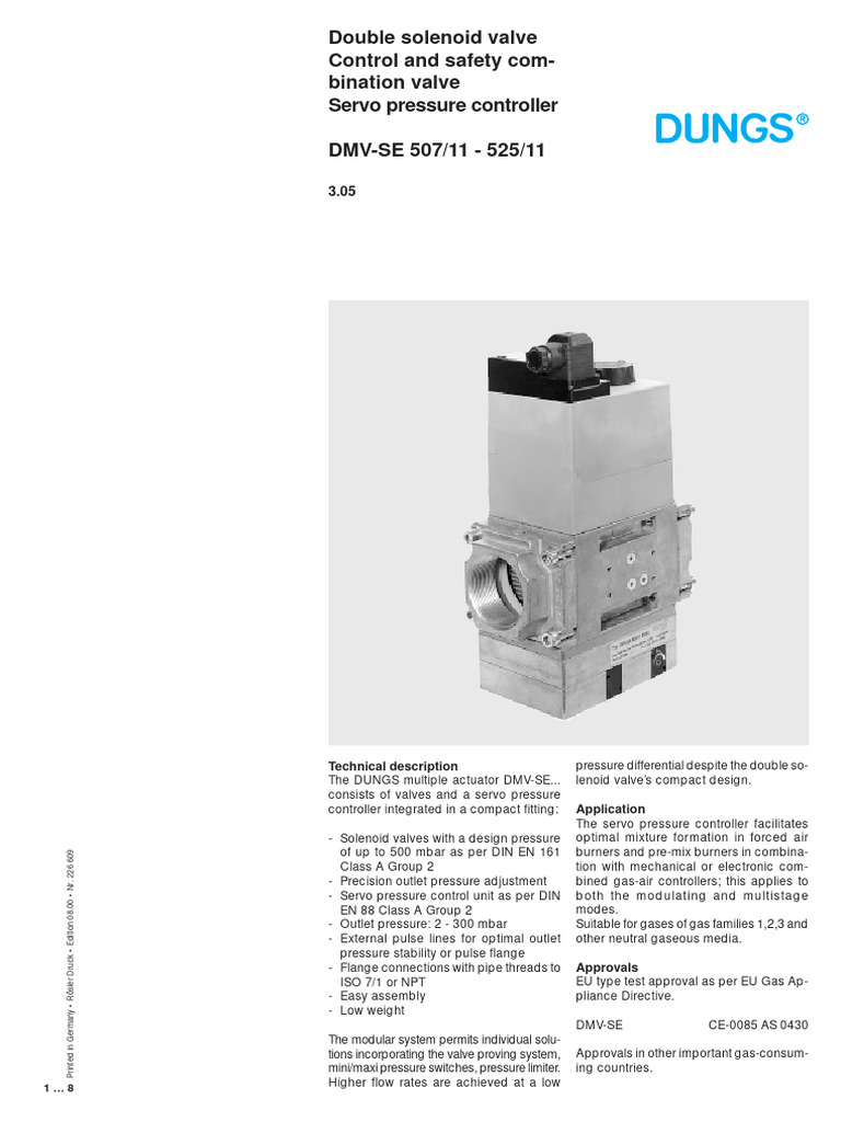 Dungs 3.05 DMV-SE 507-525-11 | PDF | Valve | Alternating Current