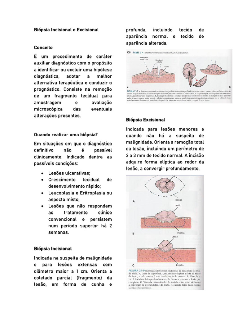 Biópsia Incisional e Excisional: Guia Prático | PDF | Causas de morte ...
