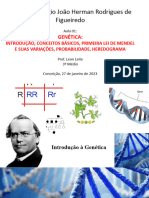 Aula 1 - Genetica - Introdução, Conceitos Basicos, Primeira Lei de Mendel, Probabilidade, Heredograma