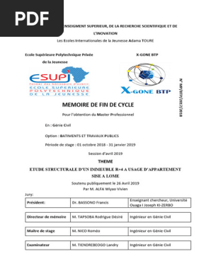 Mémoire Définitif Alfa | PDF | Béton armé | Flexion (matériau)