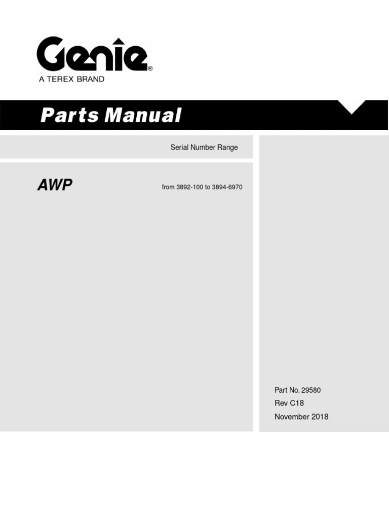 AWP Part No. 29580 Serial Number Guide | PDF | Screw | Axle