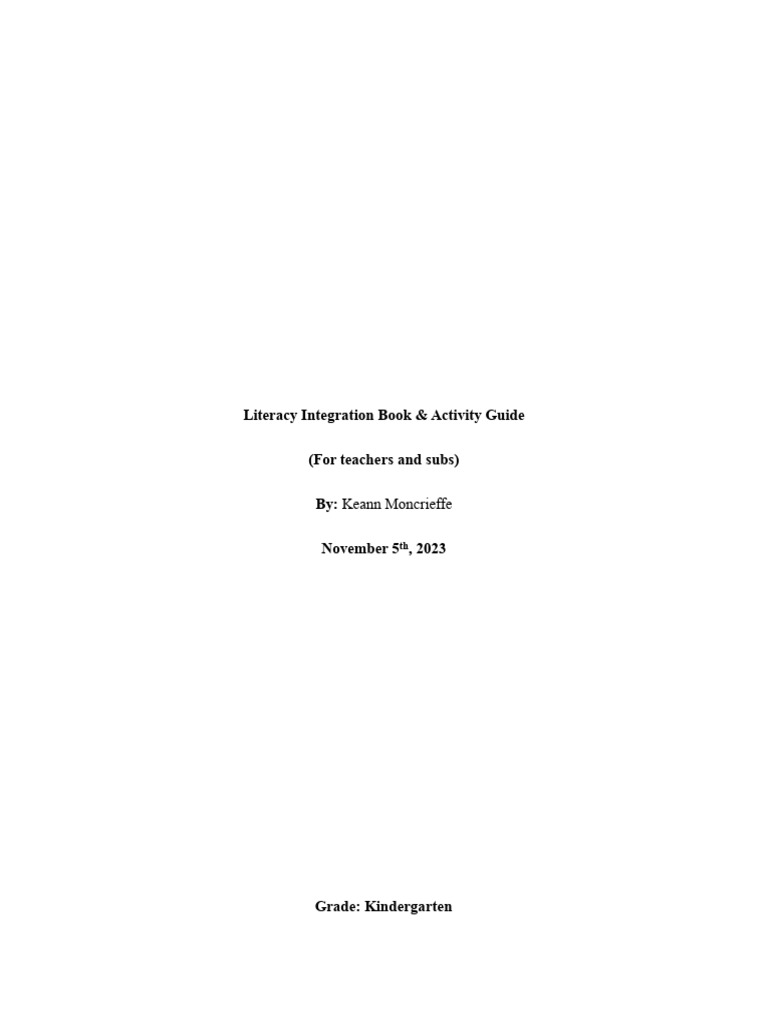 Literacy Integration Book Activity Guide | PDF | Natural Environment ...