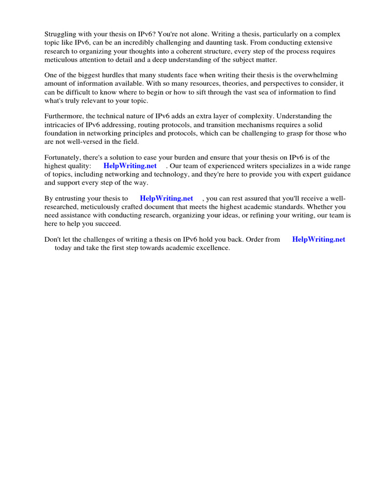 Thesis Ipv6 Pdf Computer Network Ip Address