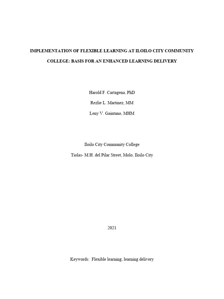 Flexible Learning Implementation at ICCC | PDF | Learning | Educational ...