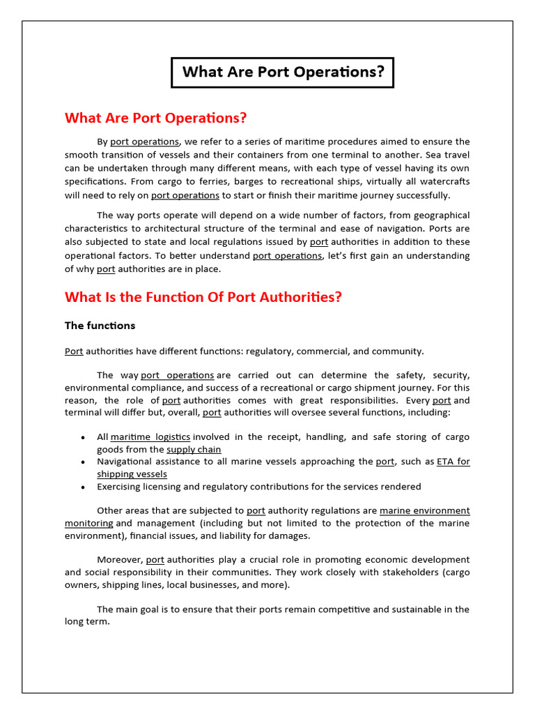 Understanding Port Operations Essentials | PDF | Port | Logistics