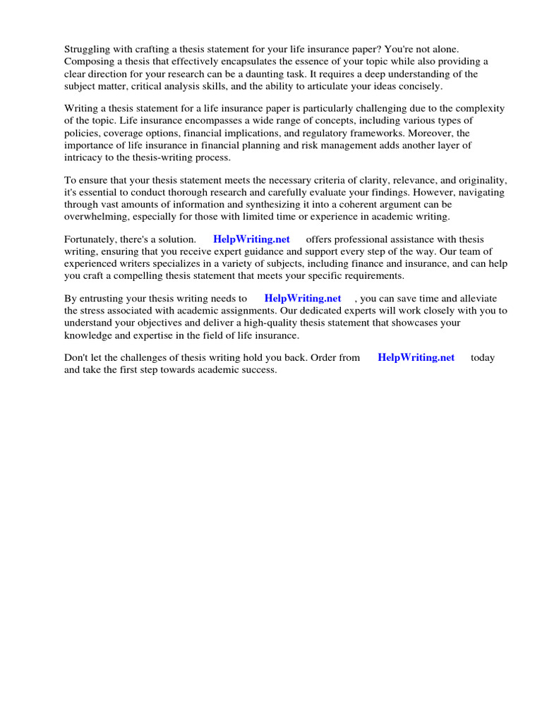 Thesis statement for life insurance pdf life insurance insurance