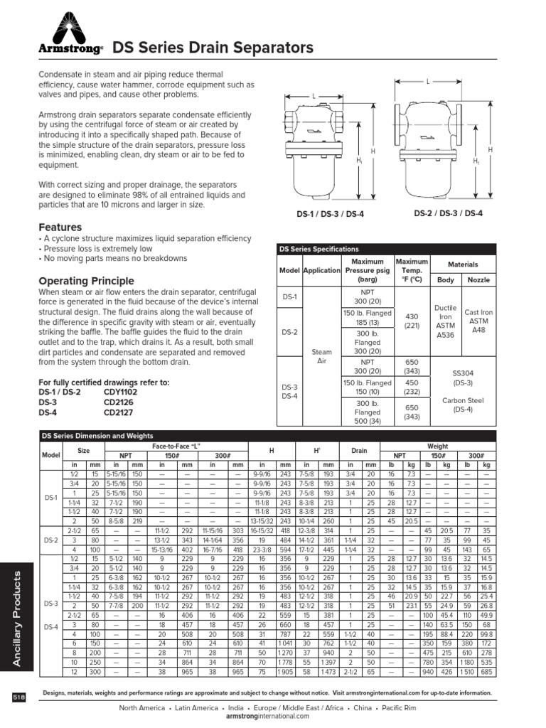 DS Series Drain Separators Overview | PDF