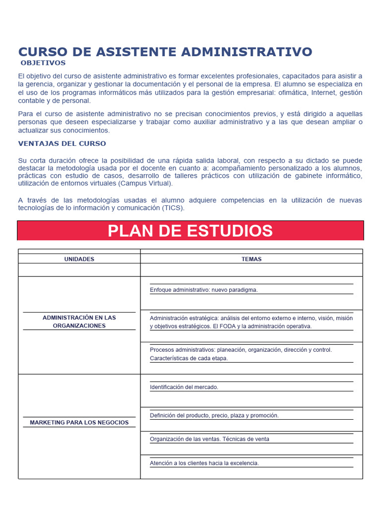 Curso de Asistente Administrativo Online | PDF | Contabilidad | Presupuesto