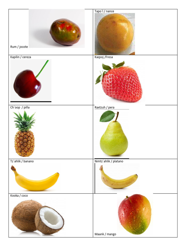 25 Frutas en Poqomam | PDF
