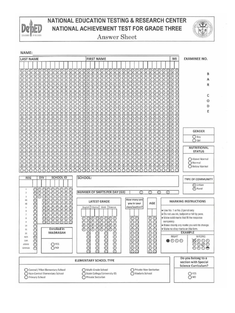 Nat Answer Sheet | PDF
