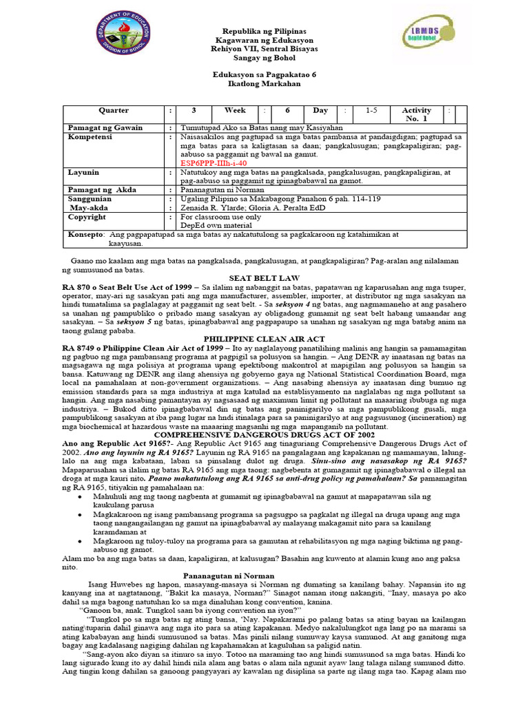 EsP6 Q3 WK 6 | PDF