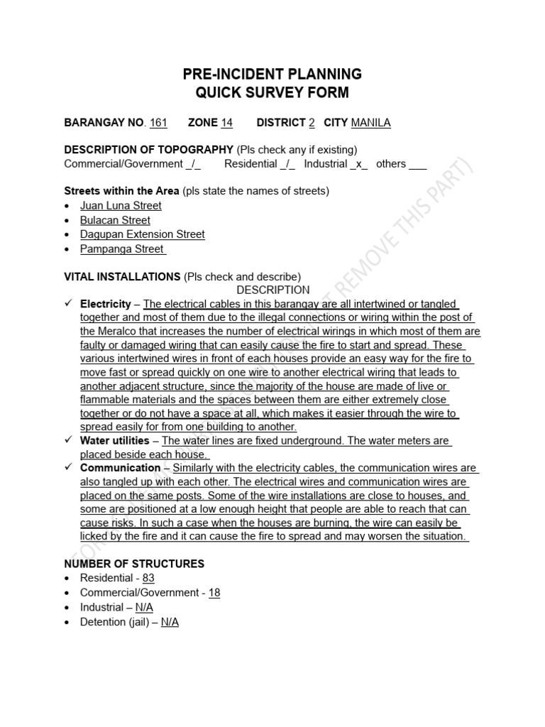 Pre-Incident Fire Planning for Brgy 161 | PDF | Firefighting | Firefighter
