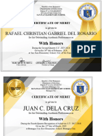 Award Certificates by Sir Tristan Asisi