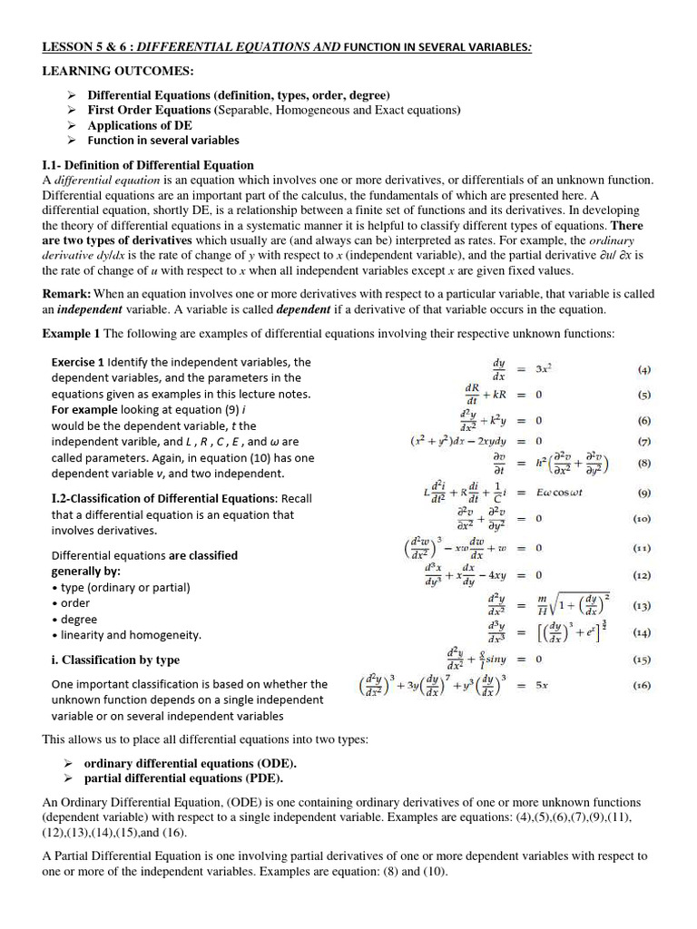Differential Equations Overview and Types | PDF | Differential ...