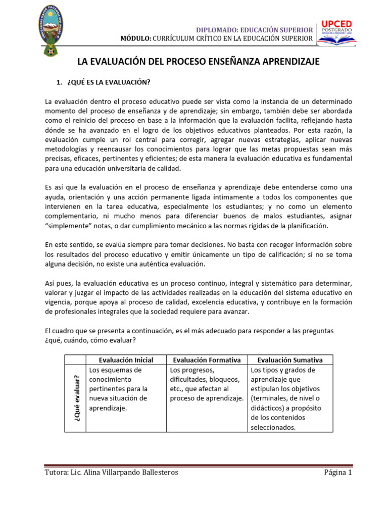 Evaluación en el Proceso Educativo | PDF | Evaluación | Plan de estudios