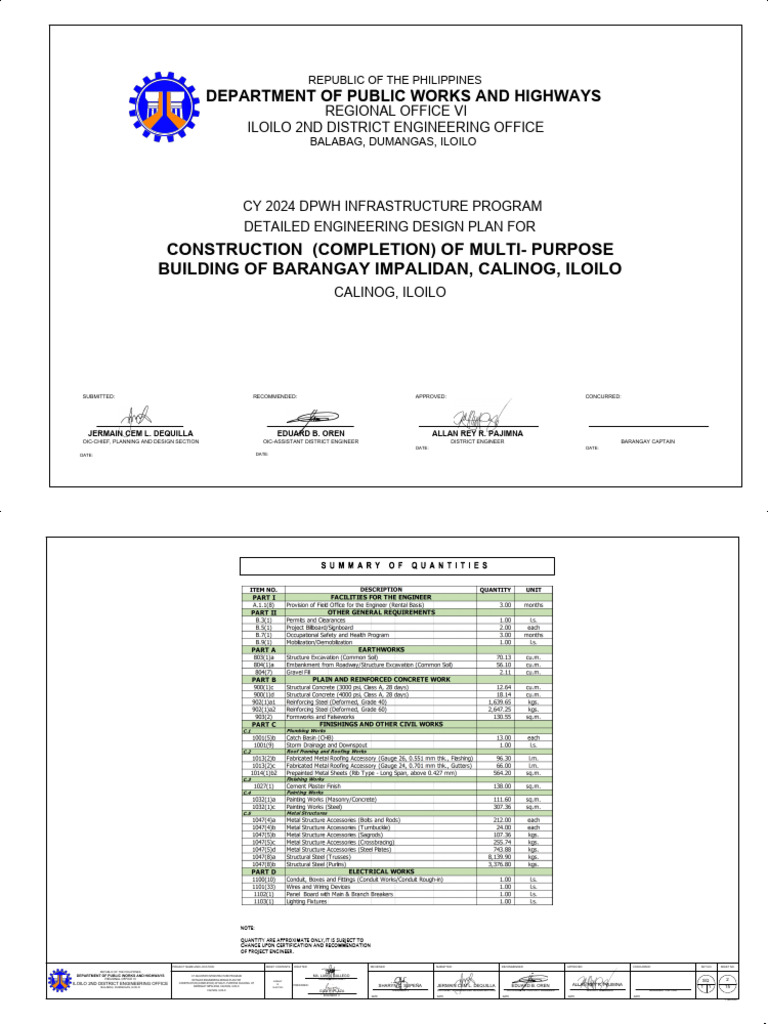 DPWH Multi-Purpose Building Design Plan | PDF | Building Engineering ...
