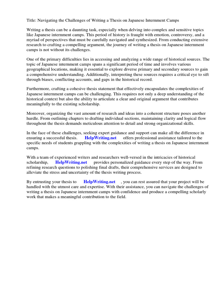 Japanese Internment Camps Thesis PDF Internment Of Japanese Americans