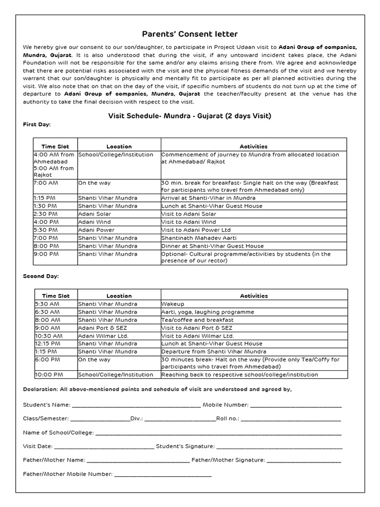 New-Student & Parents Consent For Guidlines & Instructions For Udaan ...