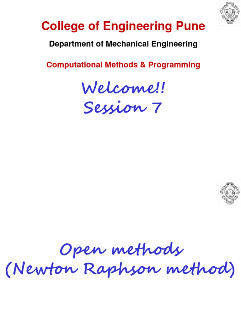 Unit 1 NM I-Open Methods-Newton Raphson Method | PDF | Numerical ...
