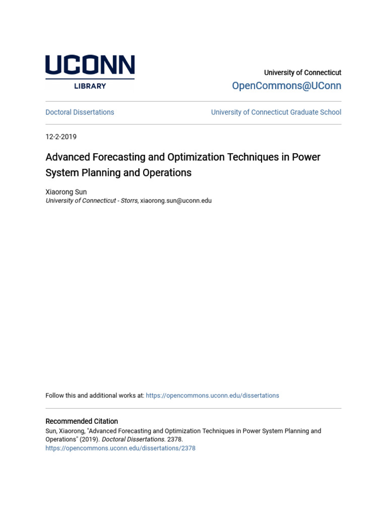 2019 Advanced Forecasting and Optimization Techniques in Power System ...