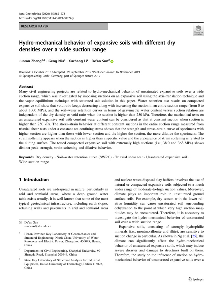 39-Hydro-Mechanical Behavior of Expansive Soils With Different Dry ...