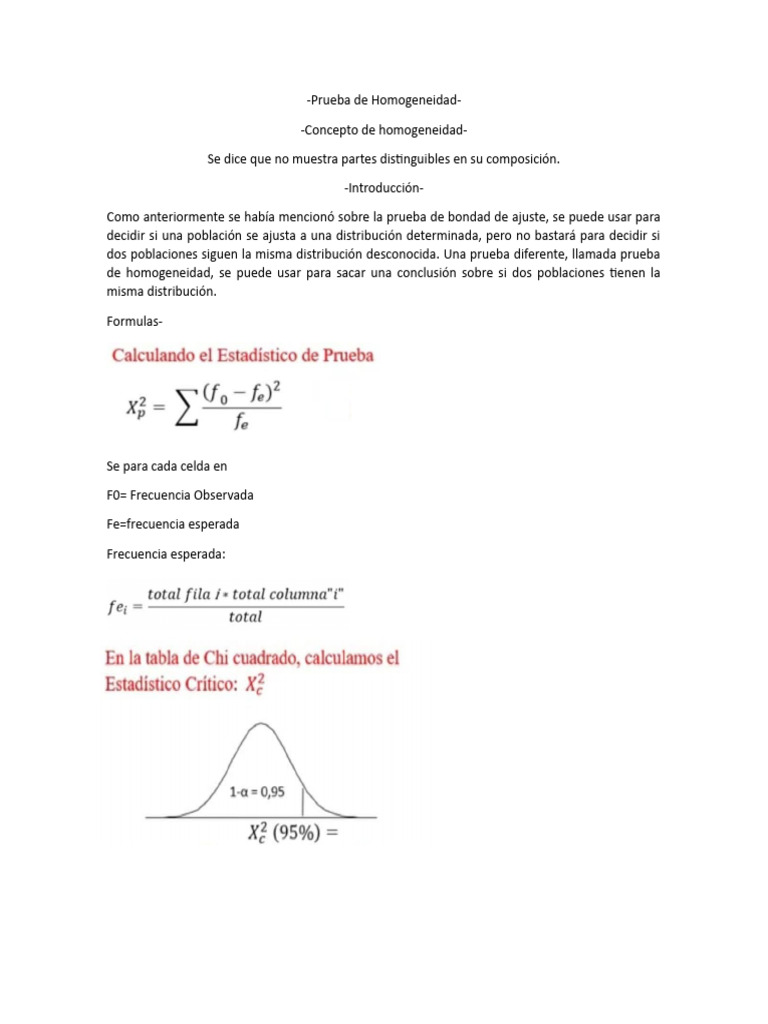 Prueba de Homogeneidad | PDF
