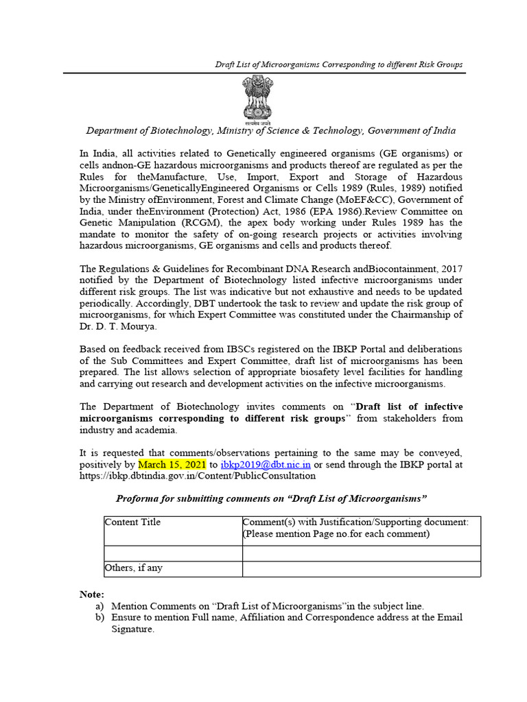draft-list-of-microorganisms-pdf-virus-genetic-engineering