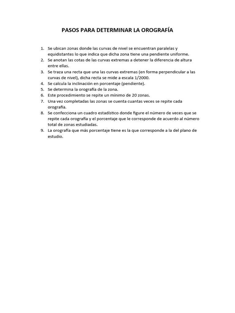 Pasos para Determinar la Orografía | PDF | Métodos y materiales de ...