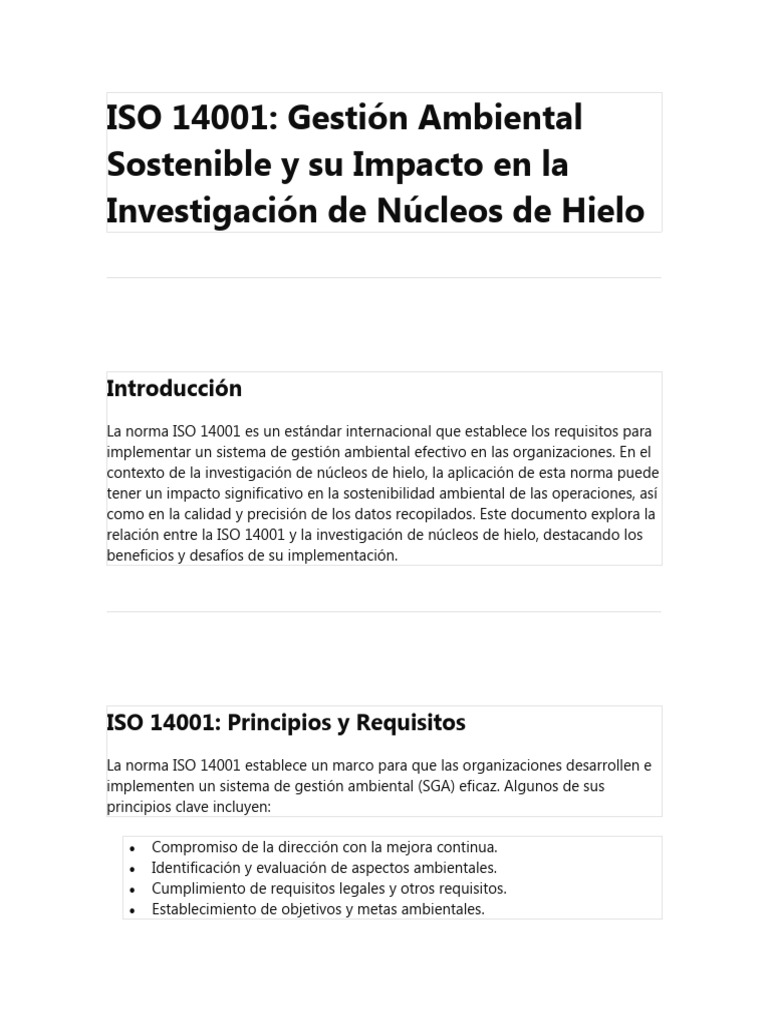 ISO 14001 y la Investigación de Hielo | PDF | Entorno natural ...