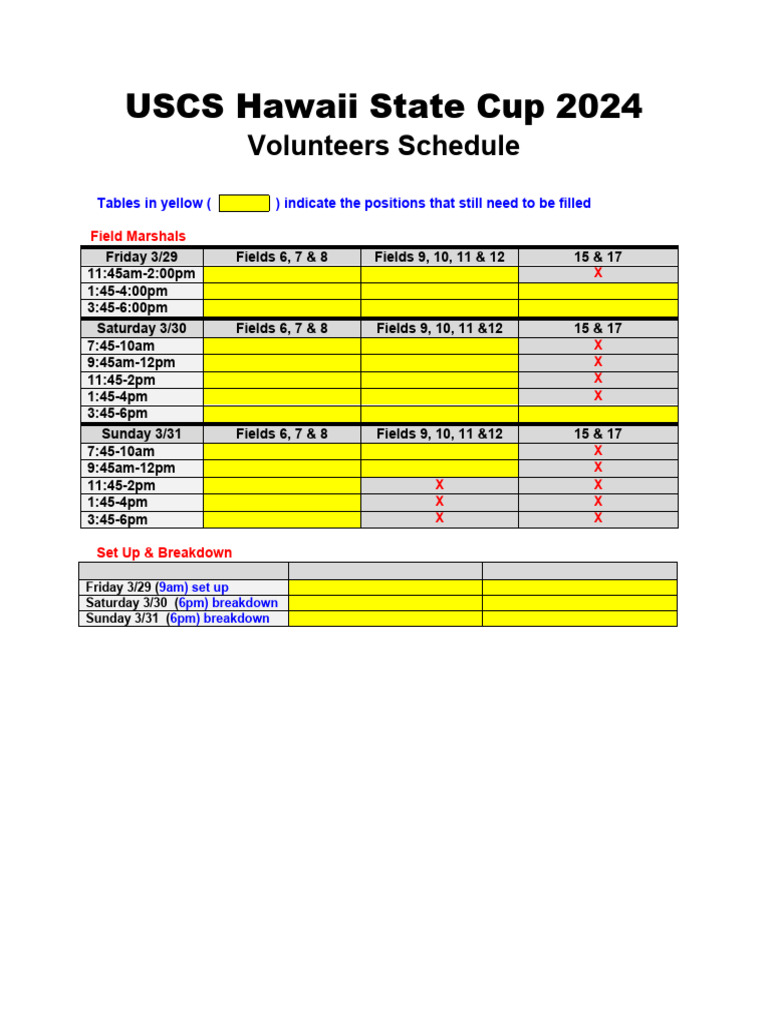 Uscs HSC Volunteers Schedule 2024 PDF