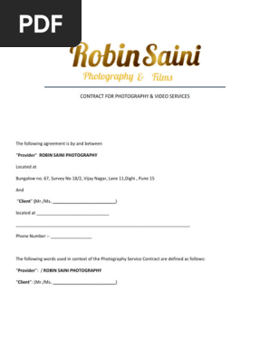 Robin Saini Photography Contract