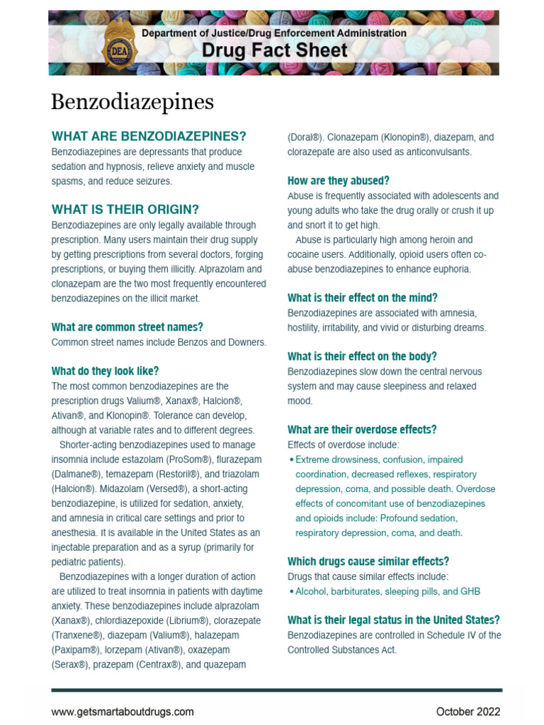 Benzodiazepines 2022 drug fact sheet 1 pdf benzodiazepine