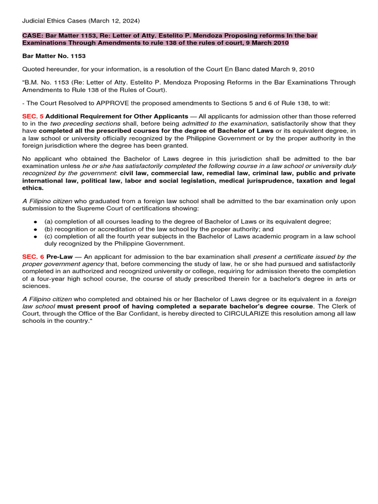 Judicial Ethics Cases March 12 2024 Download Free Pdf Lawyer