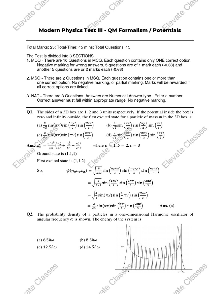 Modern physics test 3 elevate classes 11628509 2022 12 25 19