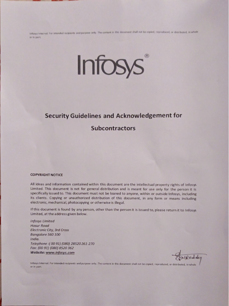 Security Guidelines and Acknowledgement For Subcontractors - April22 V1 ...