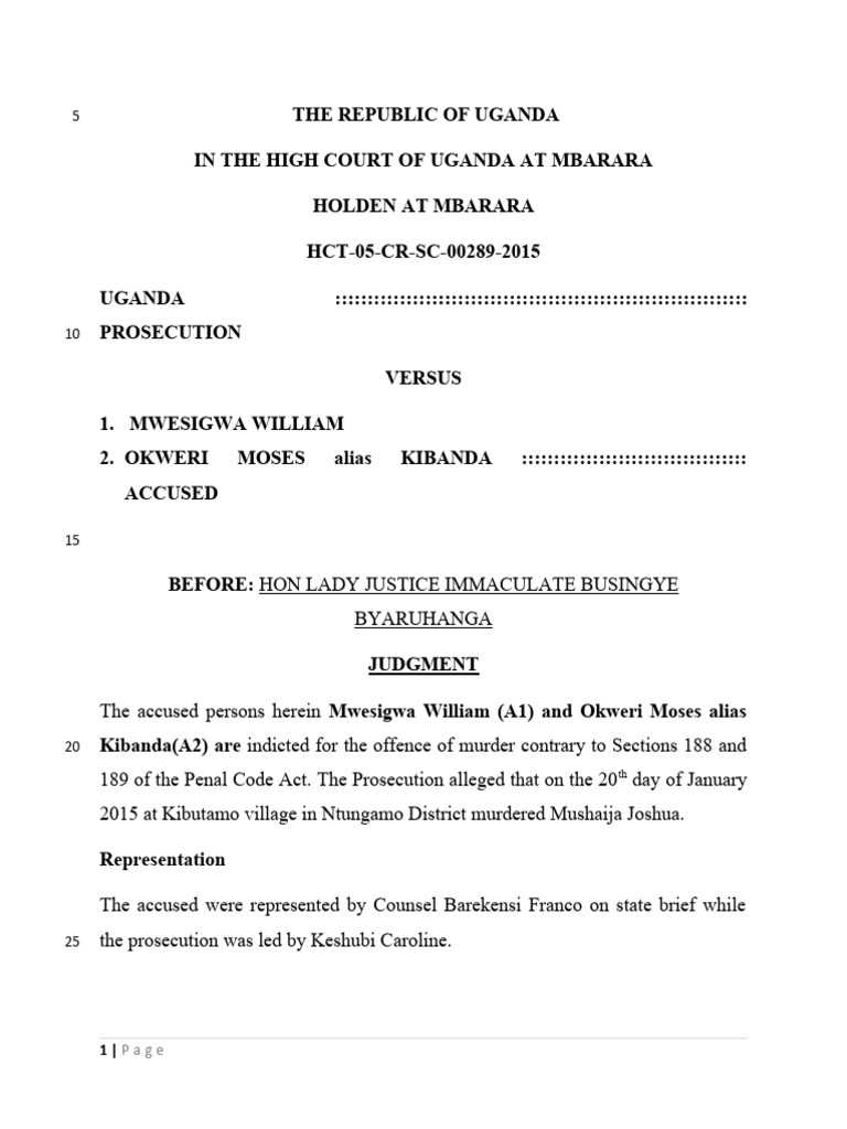 Uganda v. Owor Phillip: Murder Case Summary | PDF | Burden Of Proof ...