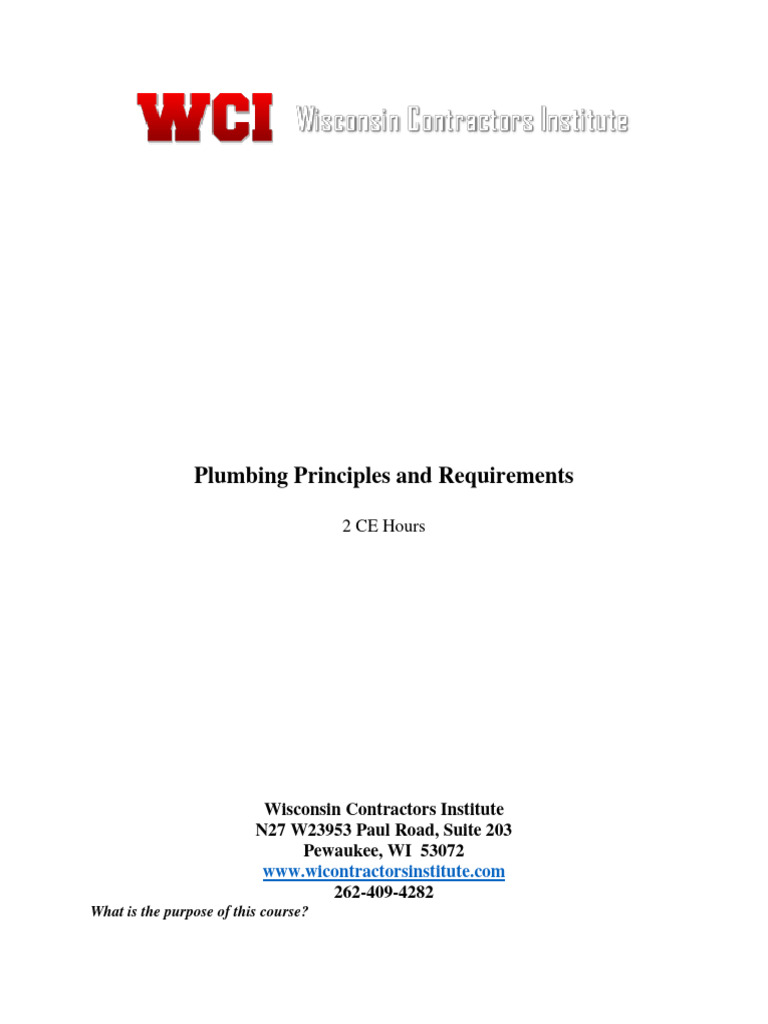Plumbing Principles and Requirements Ques Throughout | PDF | Plumbing ...