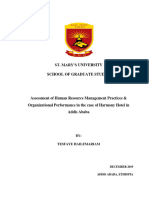 Assessment of Human Resource Management Practices & Organizational Performance in The Case of Harmony Hotel in Addis Ababa
