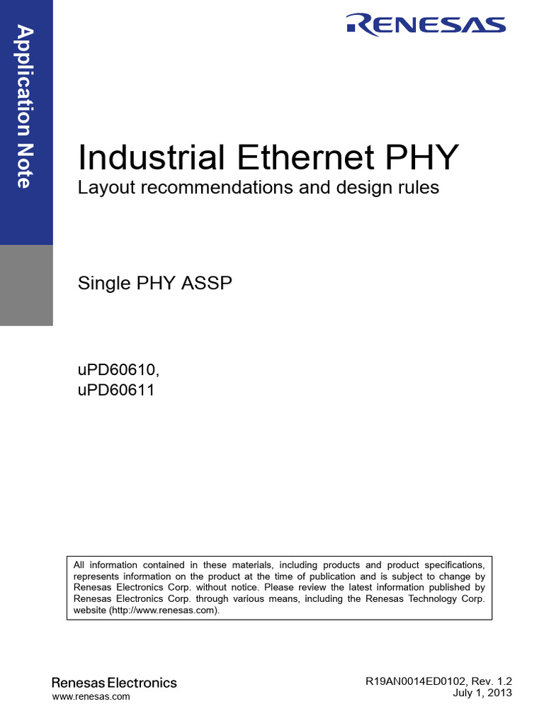 renesas.R19AN0014ED0102 - ASSP - Industrial Ethernet PHY Layout