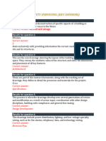 Quantity Surveying Quiz 1 Key Answers