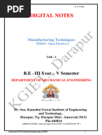 Manufacturing Technology Notes 