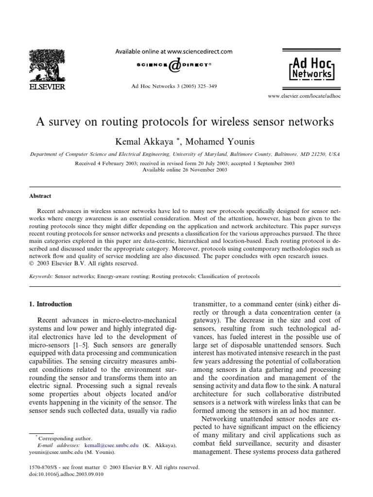 Routing Protocols in Wireless Sensor | PDF