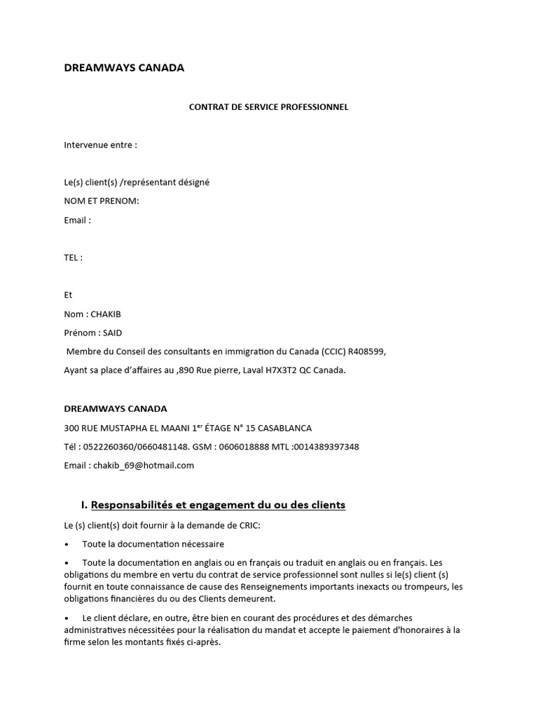 Contrat Étudiant 2023 | PDF | Canada | Visa (Document)