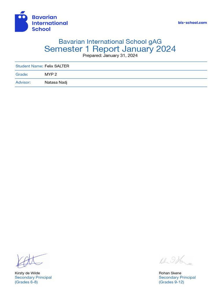Felix Salter's Semester 1 Report 2024 | PDF | Science | Human Communication