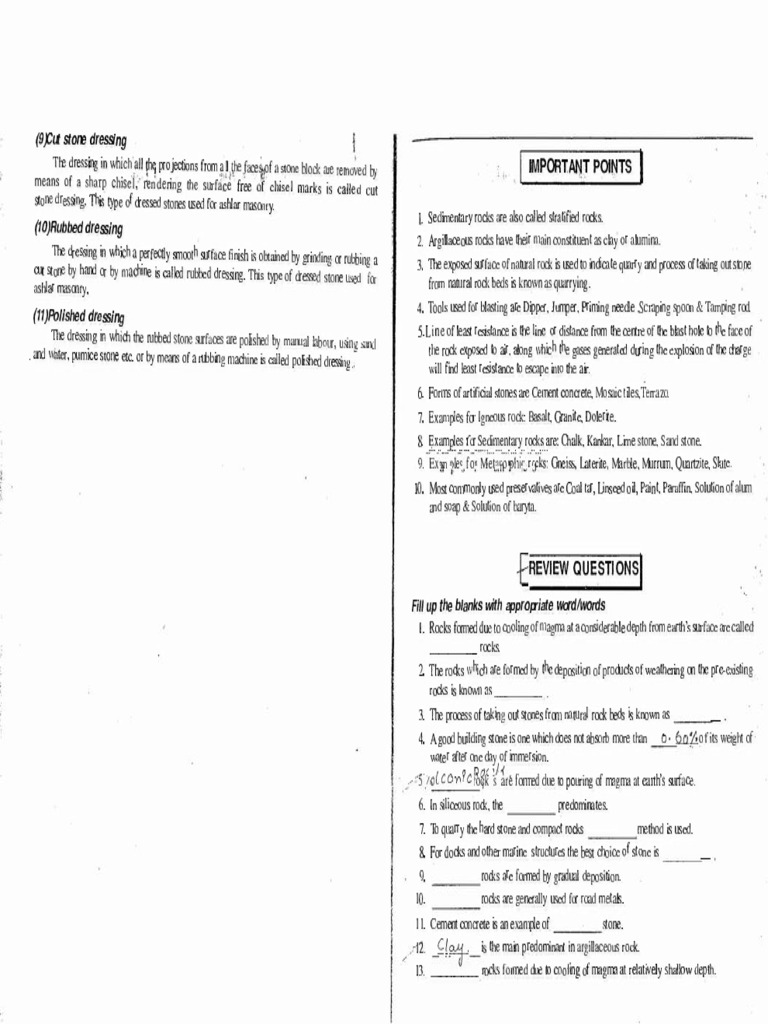 Construction Technology Notes | PDF | Rock (Geology) | Igneous Rock