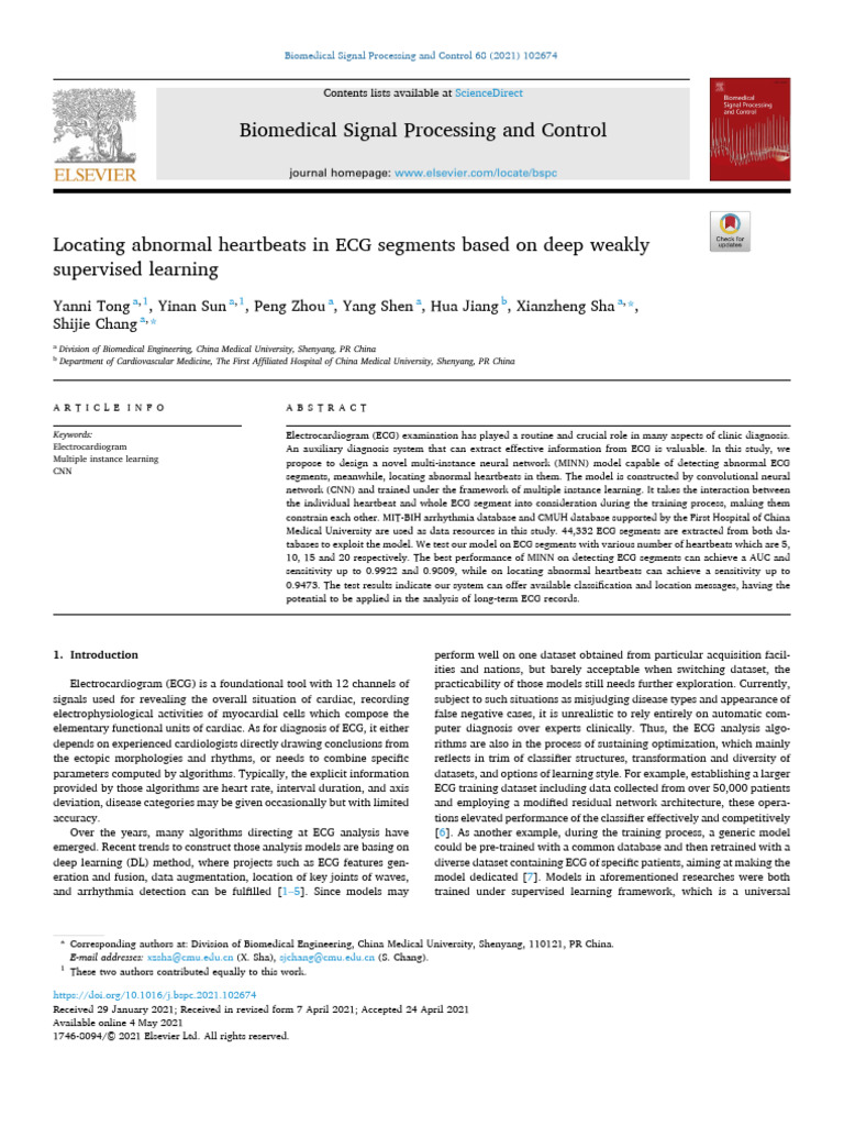 Locating Abnormal Heartbeats in ECG Segments Based On Deep Weakly ...