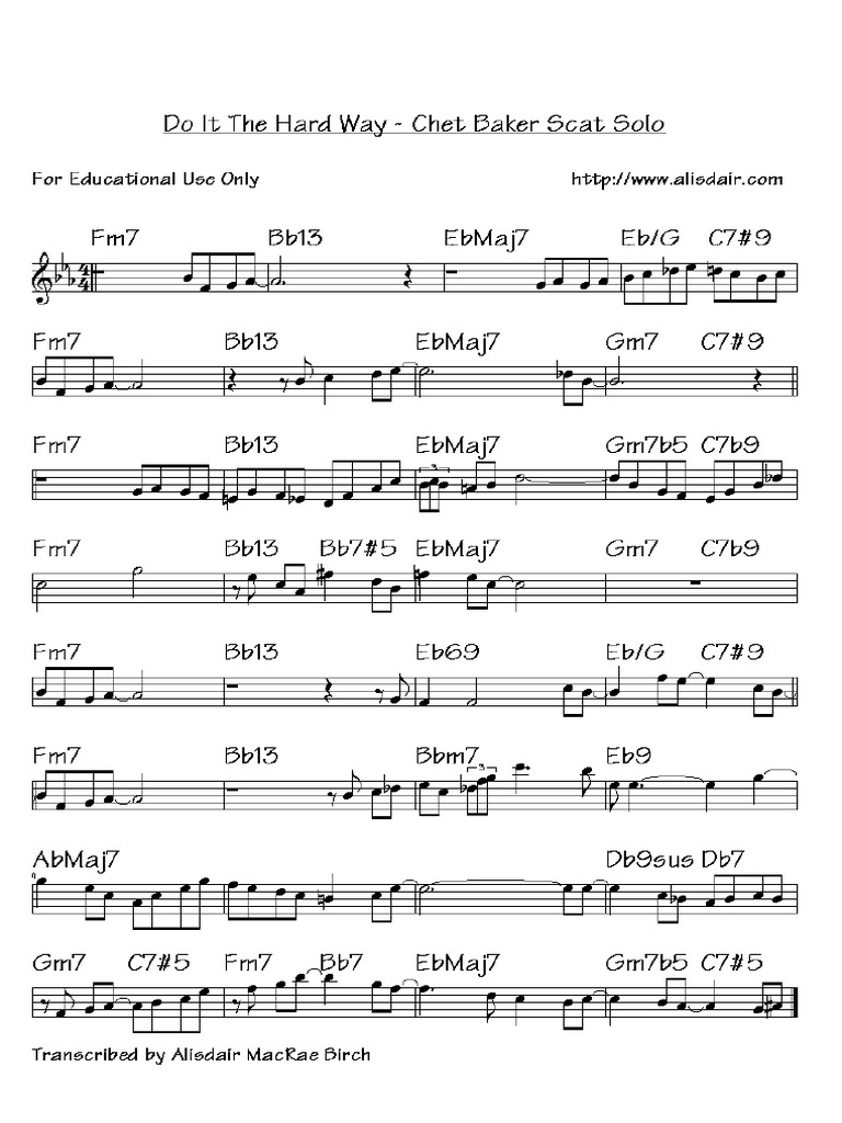 Do it the hard way chet baker scat solo pdf